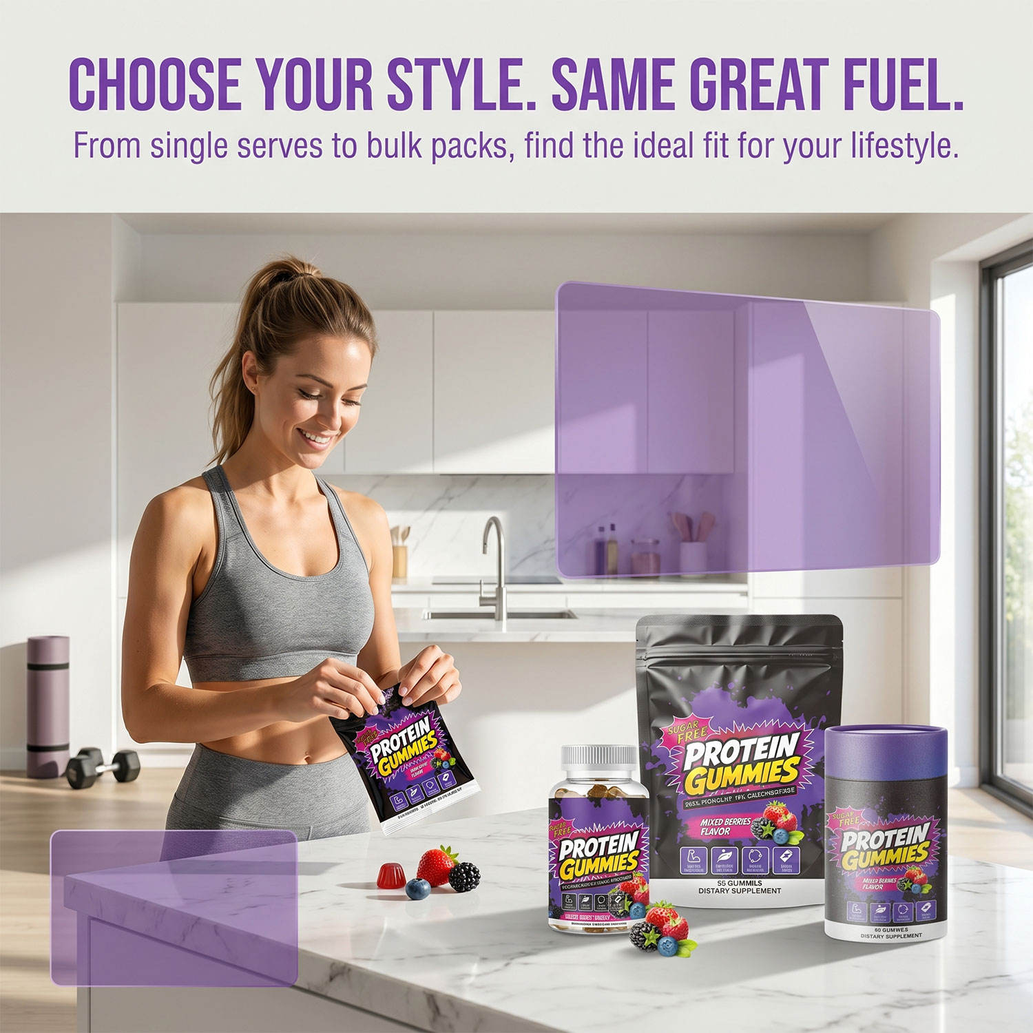 OLLI Sugar Free Mixed Berries Protein Gummies Low Calorie Muscle Support Supplement Single Sachet OEM Private Label