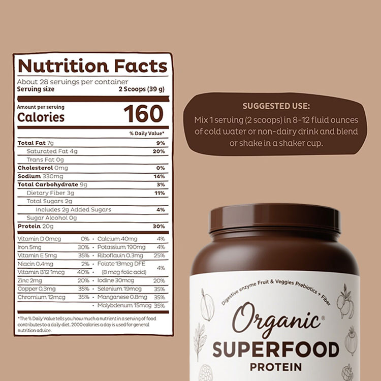Organic Pea Protein Blend Plant Based Superfood Rich in Vitamins &amp; Minerals Meal Replacement Vegan Protein Powder