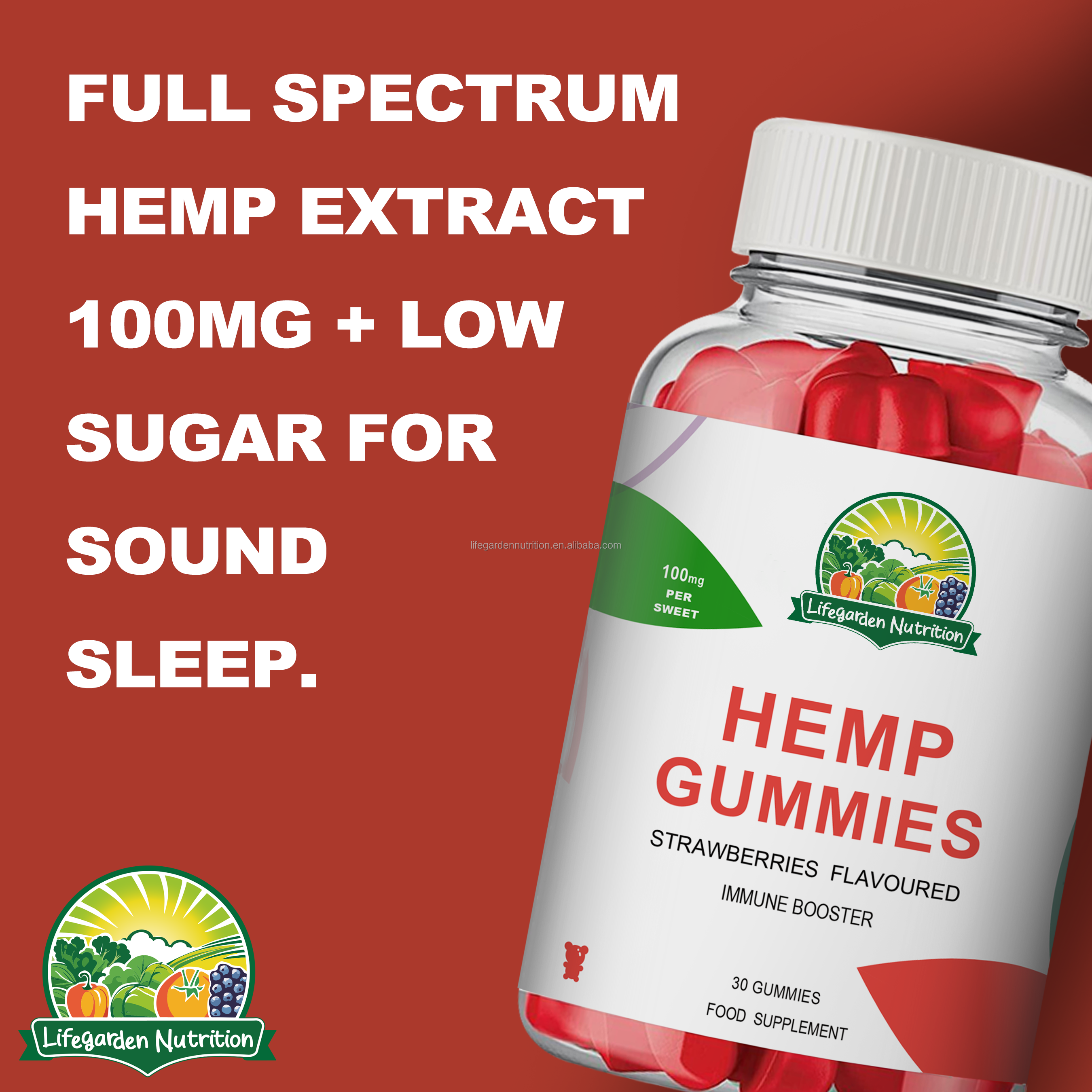 Nutritional Value &amp; Great Taste High Potency Fruity Gummy Bear With Hemp Oil Hemp Candy Supplements