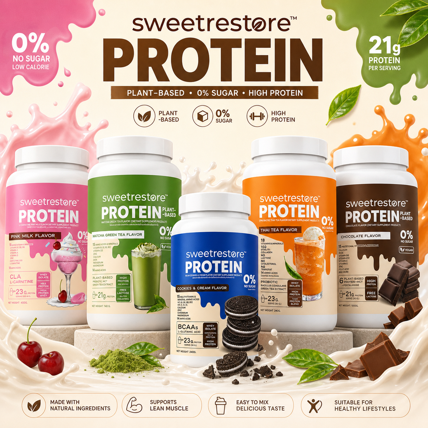 Plant Protein Powder With Protein Isolate Brown Rice Protein Hemp Protein Custom Flavors Sizes Packaging