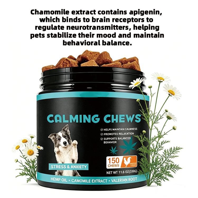 Natural Organic Dog Calming Chews Hemp Oil Stress And Anxiety Relief 150 Soft Chews Chicken Flavor For Pet Health Supplement