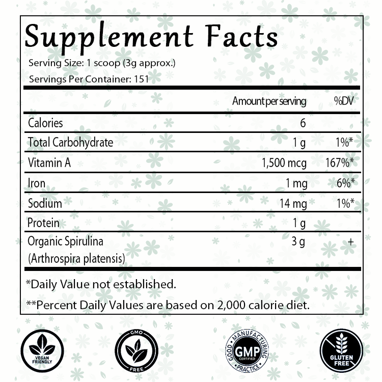 OEM/ODM Hotselling Organic Spirulina Powder, Blue-Green Algae, Rich in Vegan Protein, Vitamins &amp; Minerals, Gluten-Free