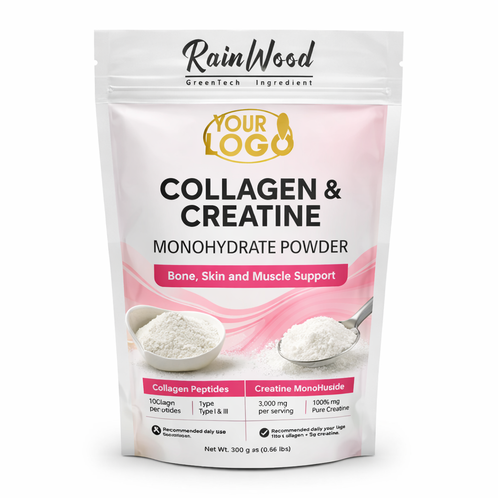 Rainwood Collagen Peptides &amp; Creatine Monohydrate Powder Sachet OEM Functional Protein Blend Stick Pack For Sports Nutrition