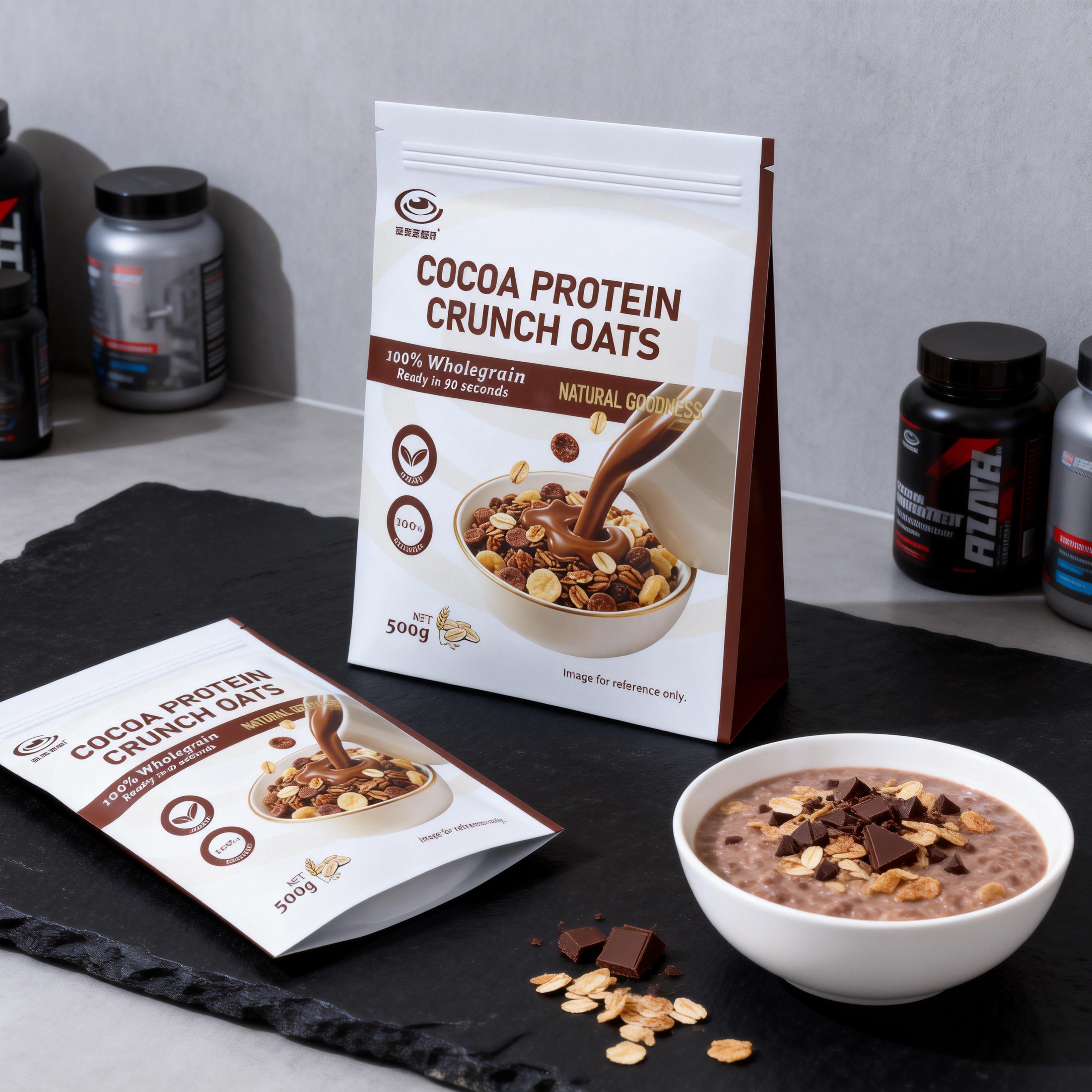 Cocoa Protein Crunch Oat Flakes Instant Breakfast Cereal High Protein Fiber for Kids Baby Adults