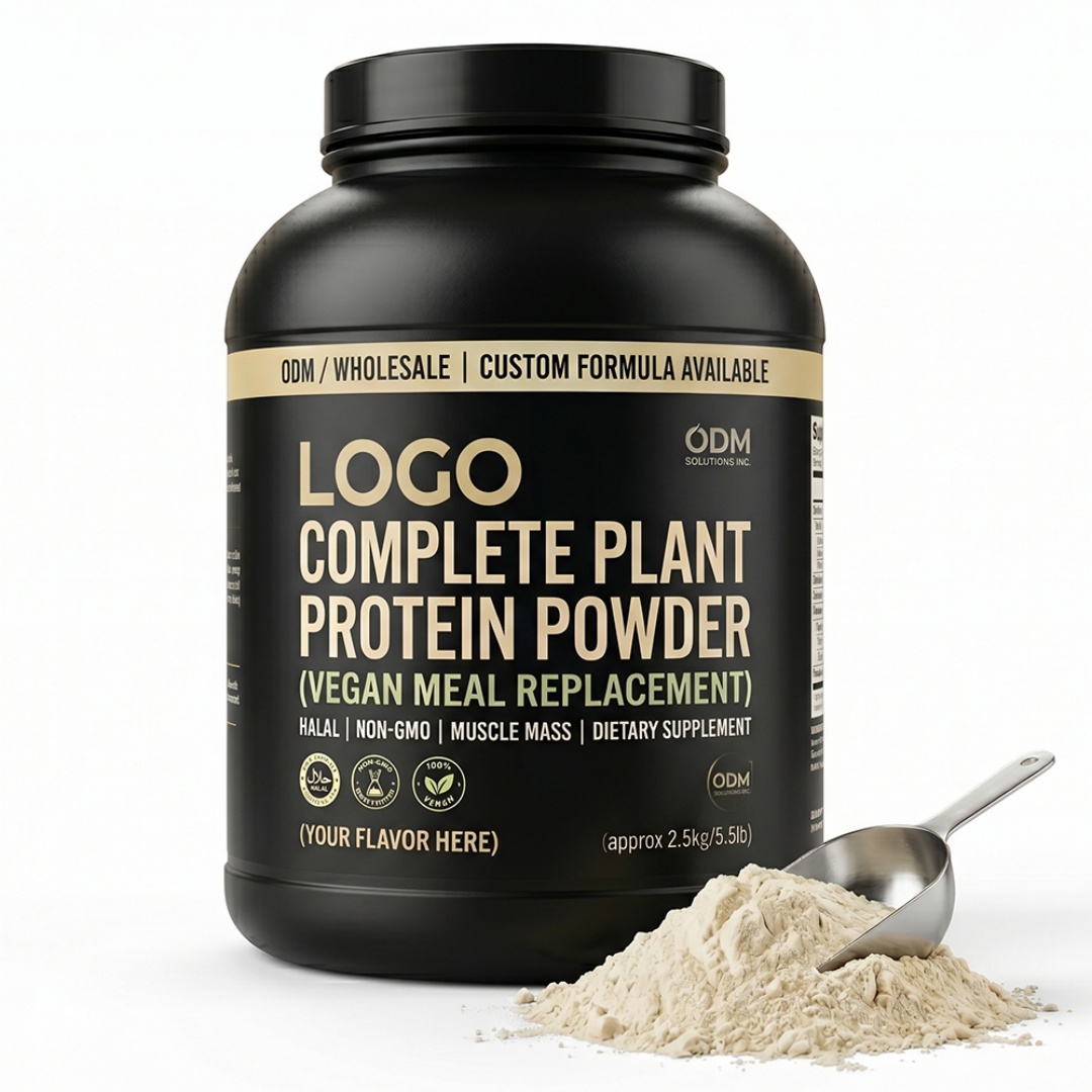 ODM Halal Non-GMO Complete Plant Protein Powder Antioxidant Custom Flavor Meal Replacement Muscle Mass Adult Vegan Dietary
