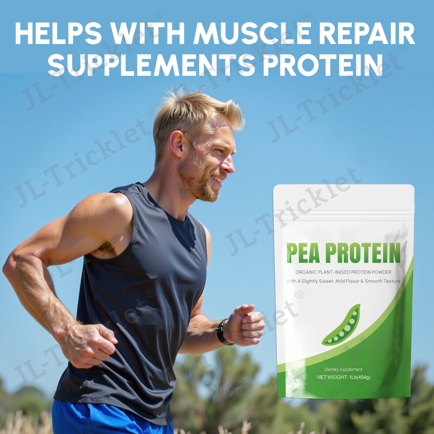OEM Organic Pea Protein Powder Vegan Pea Protein Non-GMO Soy Free Pea Protein Supplement Rich in Branched Chain Amino Acids