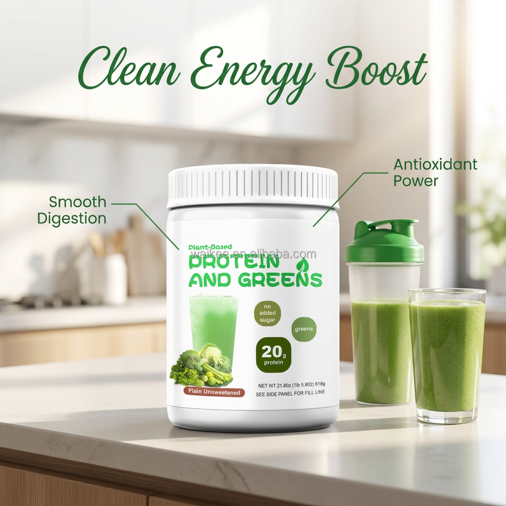 Wholesale Organic Greens Vegan Protein Powder 20g Plant Based Protein Shake Unsweetened Superfood for Daily Gut Health Diet