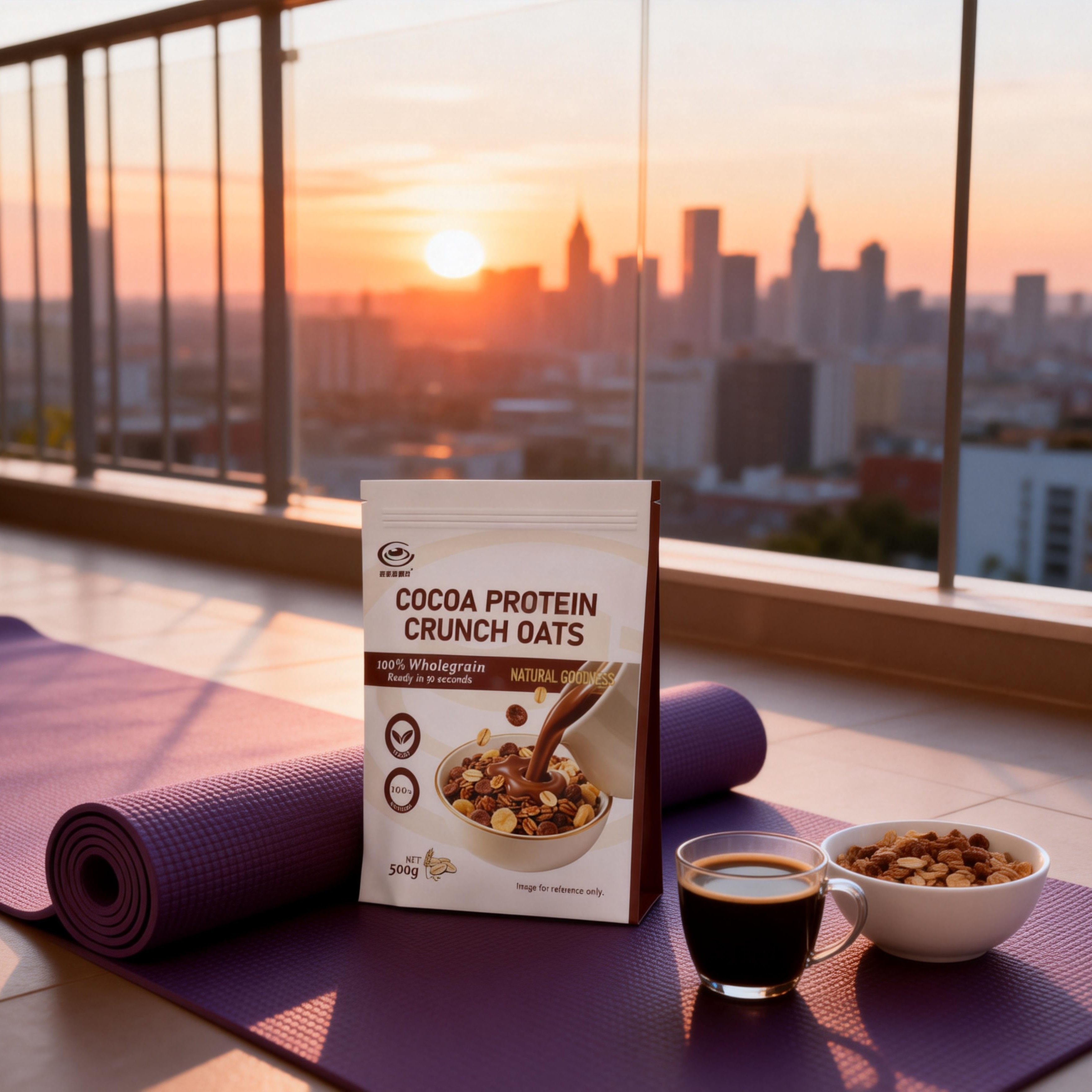 Cocoa Protein Crunch Oat Flakes Instant Breakfast Cereal High Protein Fiber for Kids Baby Adults