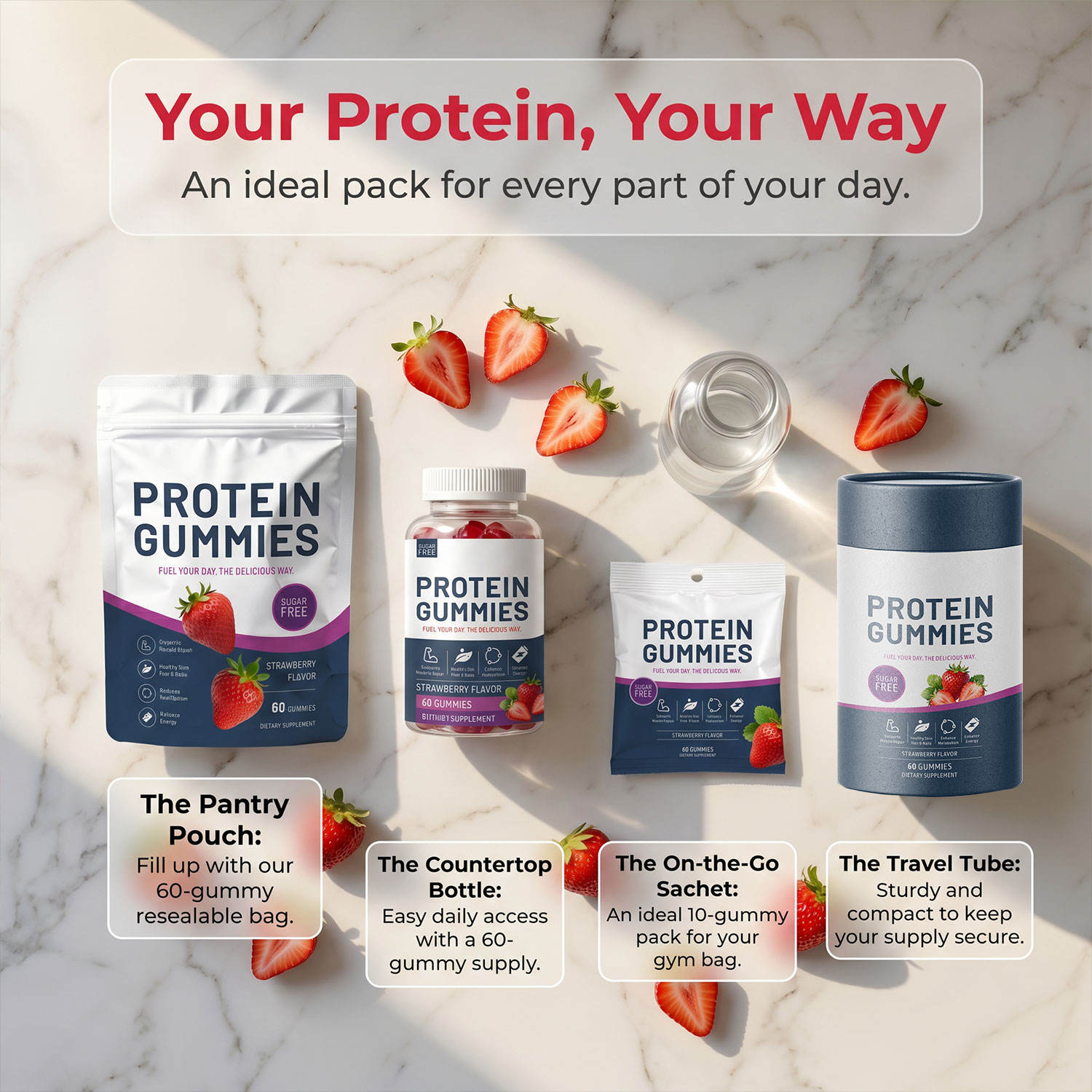 OLLI Protein Gummies Whey Protein Vegan Candy Gummies Supplements OEM EAA Creatine Monohydrate Sugar Free Protein Gummies