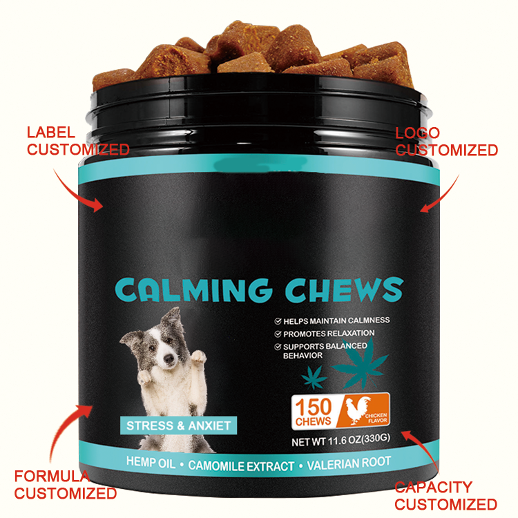 Natural Organic Dog Calming Chews Hemp Oil Stress And Anxiety Relief 150 Soft Chews Chicken Flavor For Pet Health Supplement