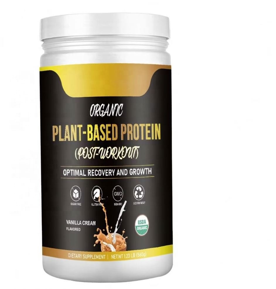 Wholesaler OEM Hot Sale Organic Plant Protein Powder Vegan for Adult Muscle Growth Diet Meal Shake 560g