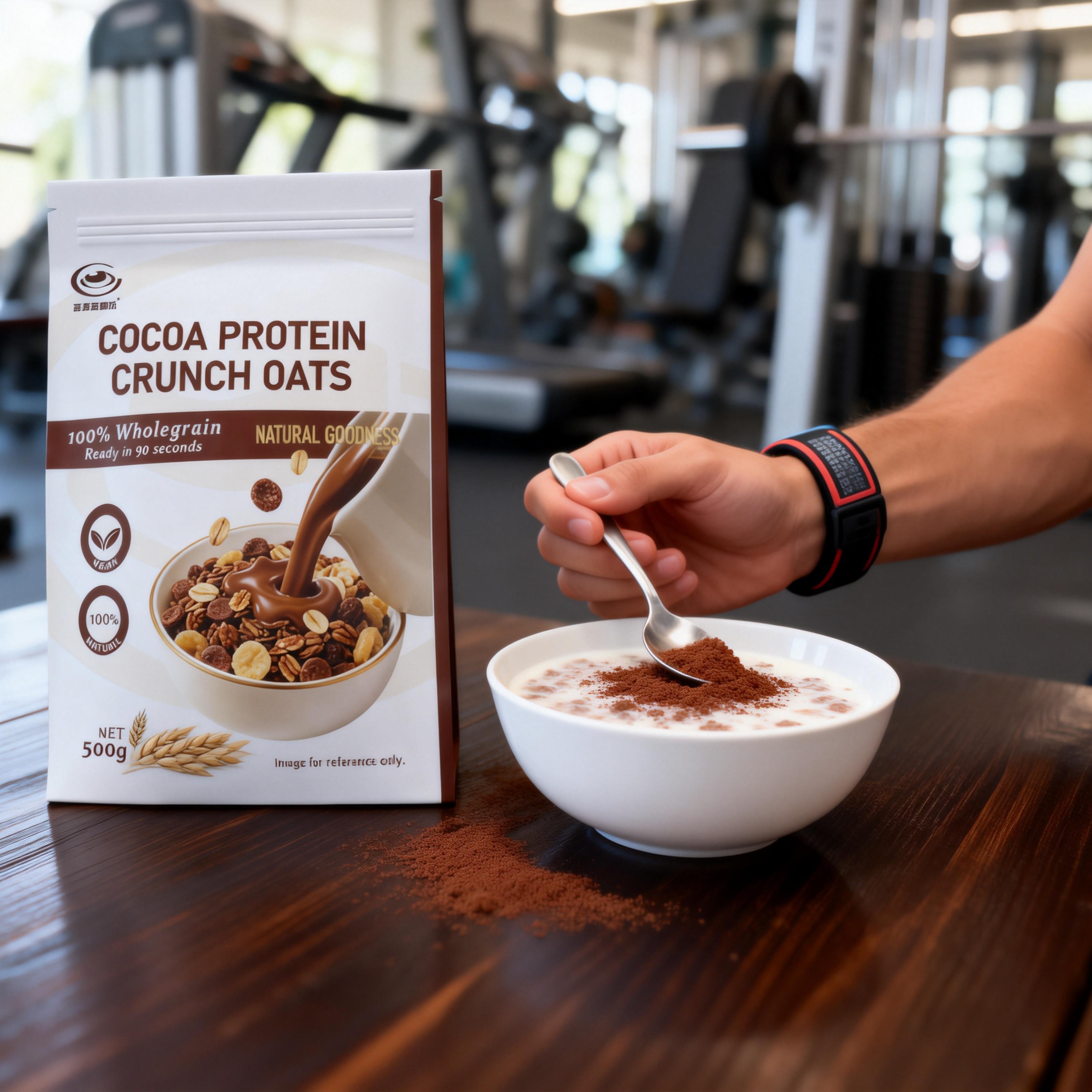 Cocoa Protein Crunch Oat Flakes Instant Breakfast Cereal High Protein Fiber for Kids Baby Adults