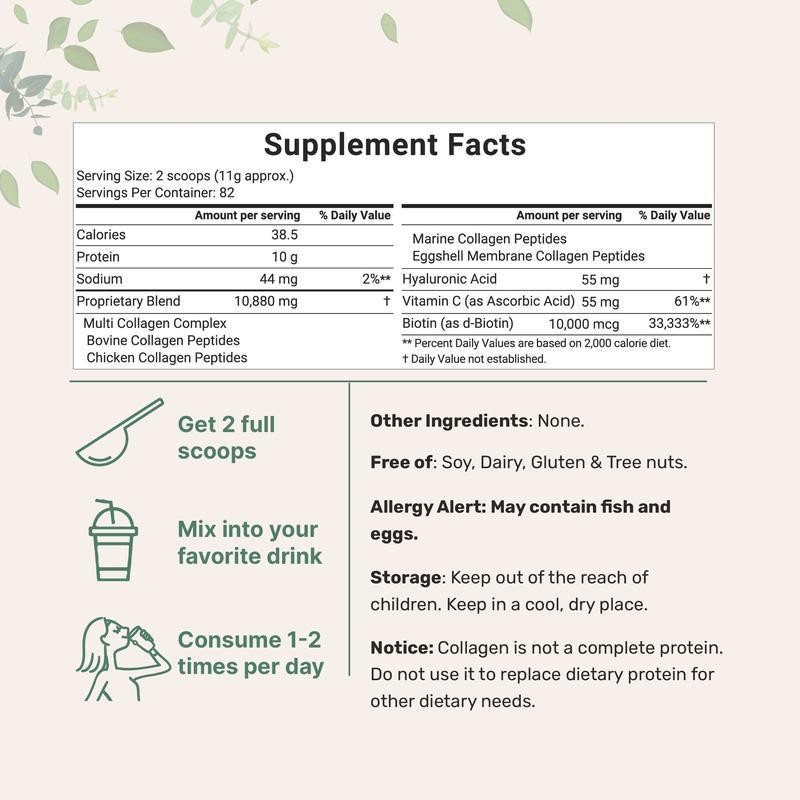OEM ODM Tripeptide Hydrolyzed Protein Peptides Powder Collagen Multi Vitamins Vitamin C Biotin Sodium Hyaluronate No Retail