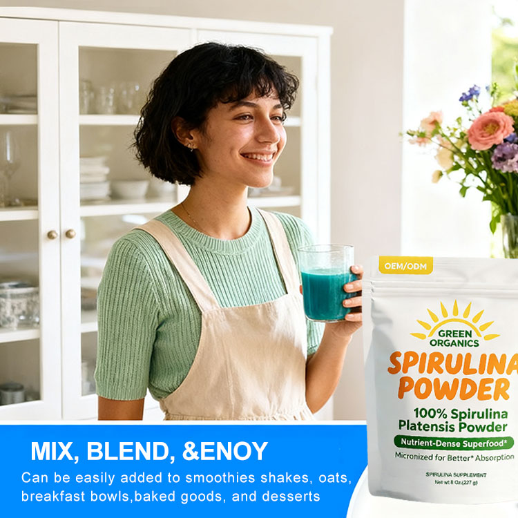 OEM/ODM Private Label Fast Absorption Spirulina Powder Blue-Green Algae Raw Vegan Protein Source Immune Support Supplement