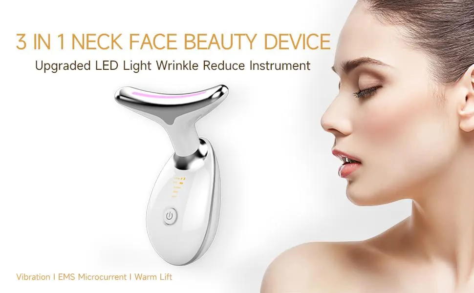 Photon Device Skin Care Electric Anti-Wrinkle Facial Neck Massage Machine Face Lifting Neck Beauty LED EMS