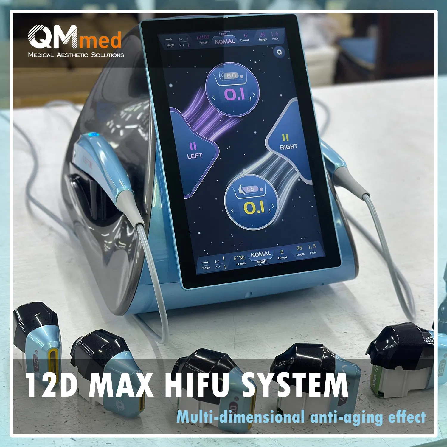 Multifunctional Hifu Beauty Machine with Dual Handle Collaborative Work and High-Frequency Brushless Motor for Facial Anti-Aging and Skin Rejuvenation in Beauty