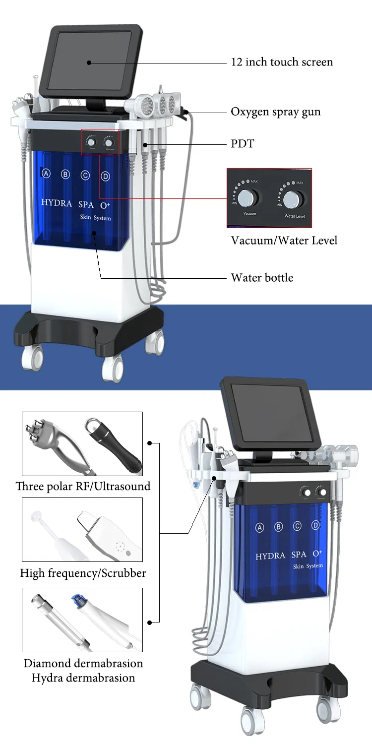 Multi-Functional RF Facial Beauty Instrument Diamond Dermabrasion Skin Whitening Deep Cleaning Salon Machine