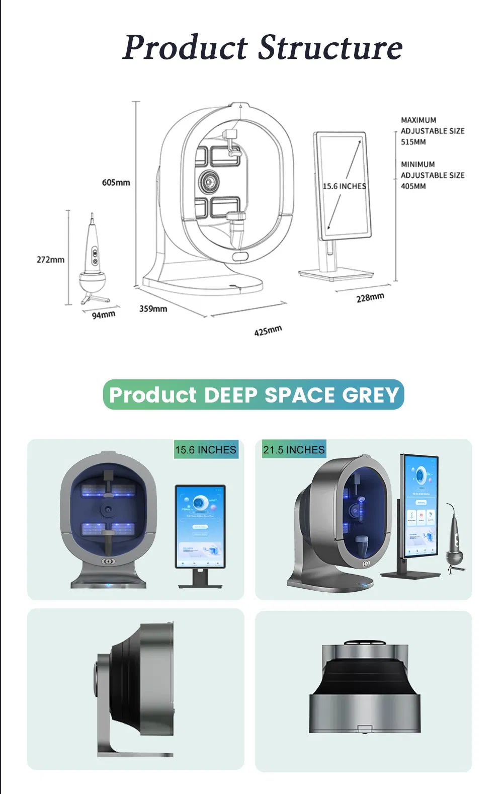 Portable 3D Ai Face Scanner Digital Analyzer Face Analysis Machine Facial Skin Care Skin Analysis Machine for Beauty Salon