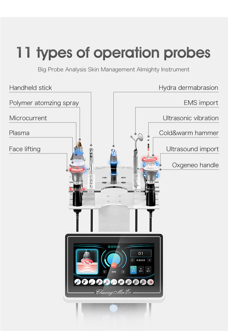 2026 Best Face Cleaning 11 in 1 Hydro Machine Facial Pure Water Oxygen RF Ultrasound Hydrodermabrasion Oxygen Jet Facial Machine