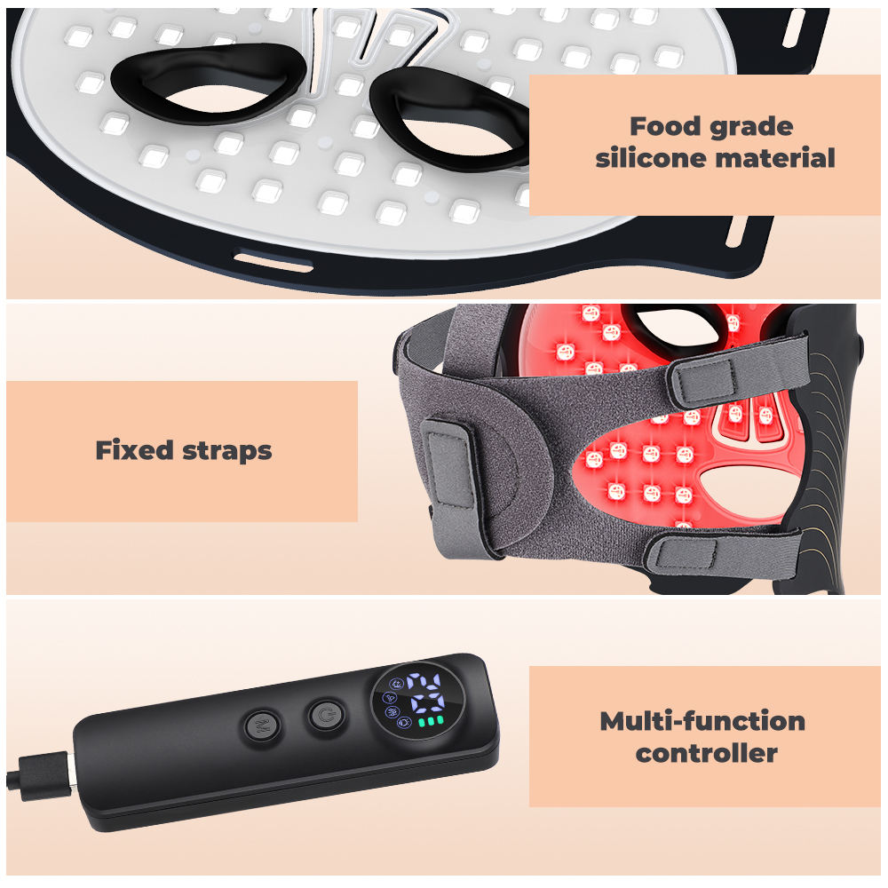 Factory Direct LED Face Facial Mask Skin Care Machine 3 in 1 LED Chip Red Light Therapy Led Face Mask for Face and Neck