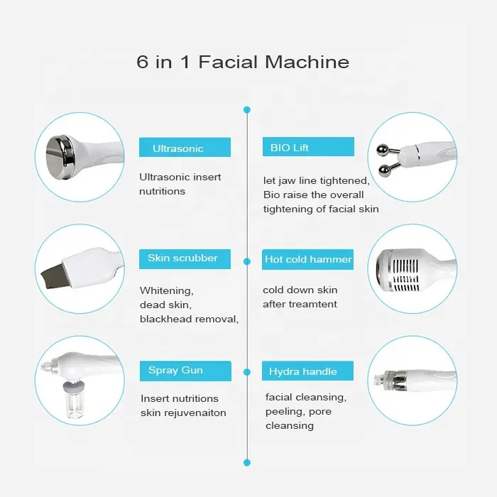 High Quality Low Price 6-in-1 Hydra Oxygen Jet Microdermabrasion Hydro Aqua Peeling Beauty Face Equipment Salon Home Facial