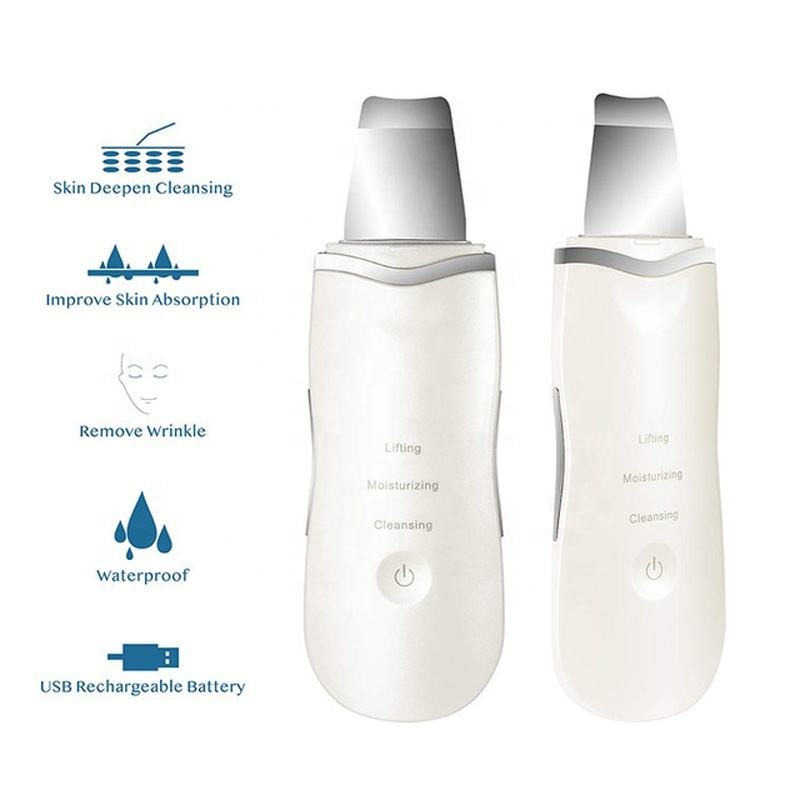 Professional Ultra Sonic Facial Face Skin Scrubber Spatula Skin Seeling Wireless 80 Minites Face Cleansing Device Clean Machine