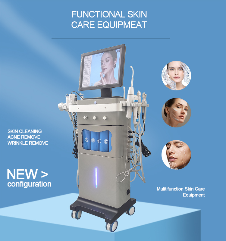 Salon 15in1 Hydro Microdermabrasion Oxygen Facial Machine Skin Tightening Oxygen Skin Care Cleaning Whitening with Skin Analyzer