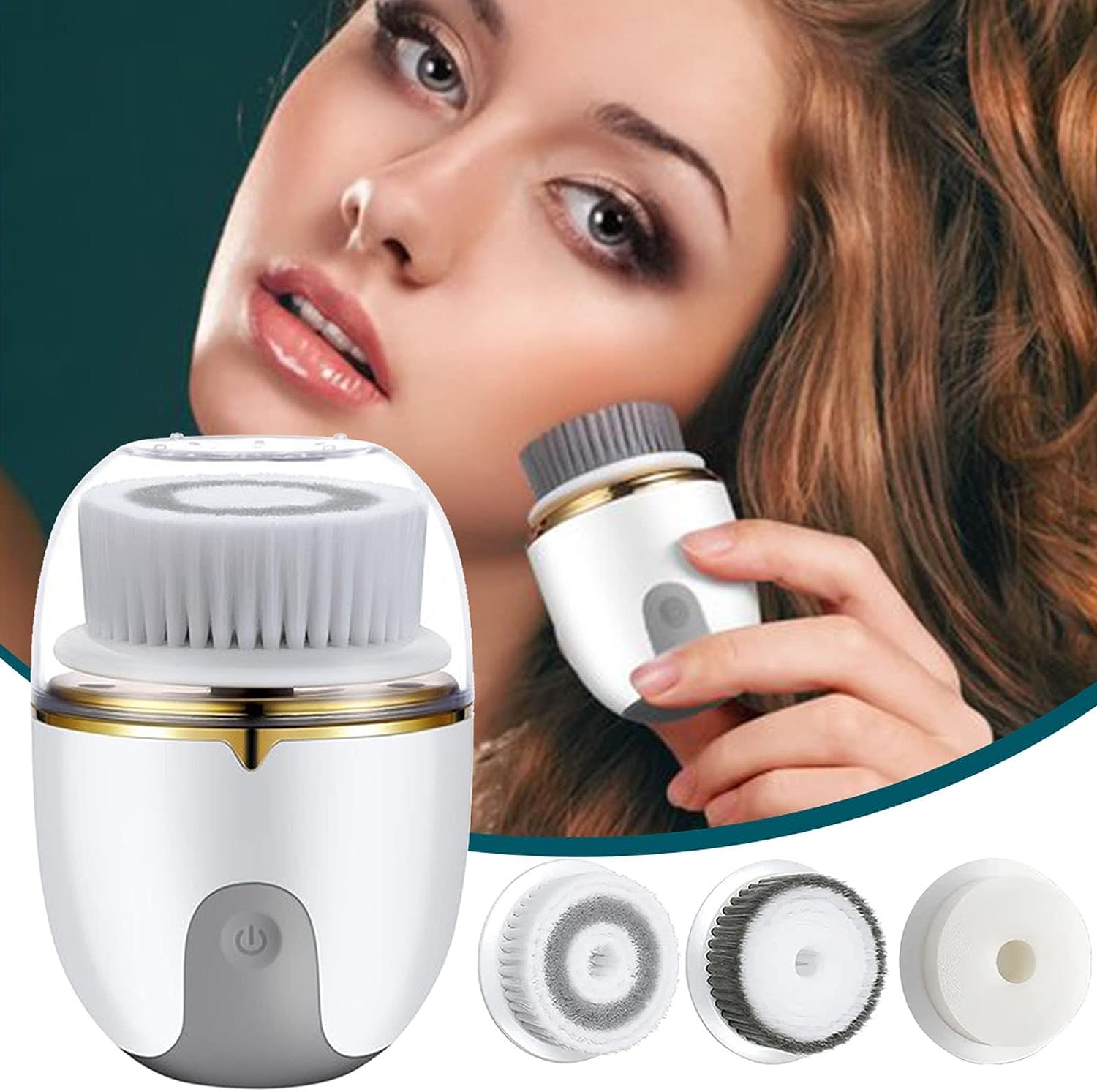 4 in 1 Face Clean Machine Silicone Electric Facial Cleansing Massage Face Exfoliating Brush Facial Cleaning Brush