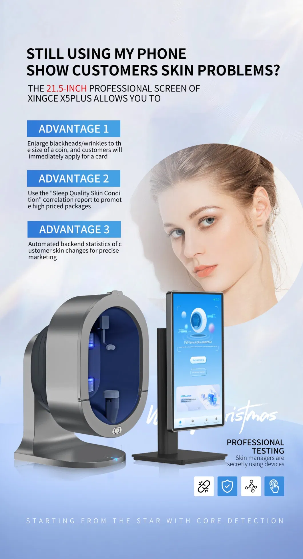 X5 Ultra Clear Skin Analyzer Ai Face Scanner 3D Facial Analysis Machine
