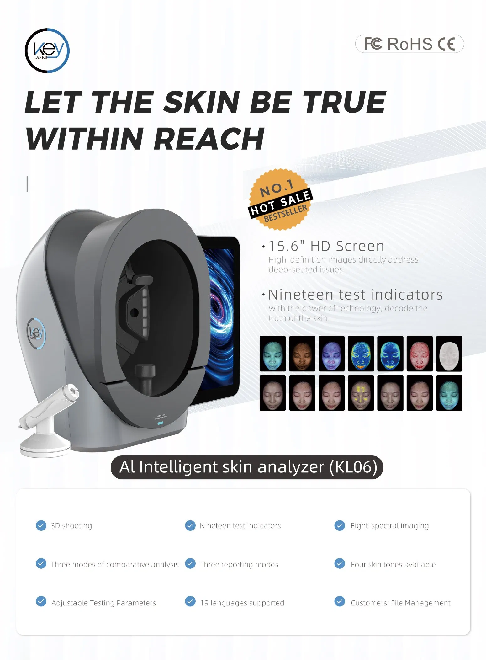 3D Facial Skin Analysis Machine with HD Camera for Skin Detection