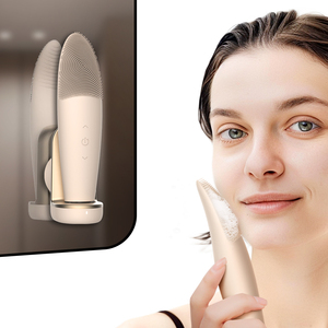 Wireless Sonic Scrubber Machine Facial Cleaning Electric Face Wash Brush with LED Lights Exfoliators Medical Silicone