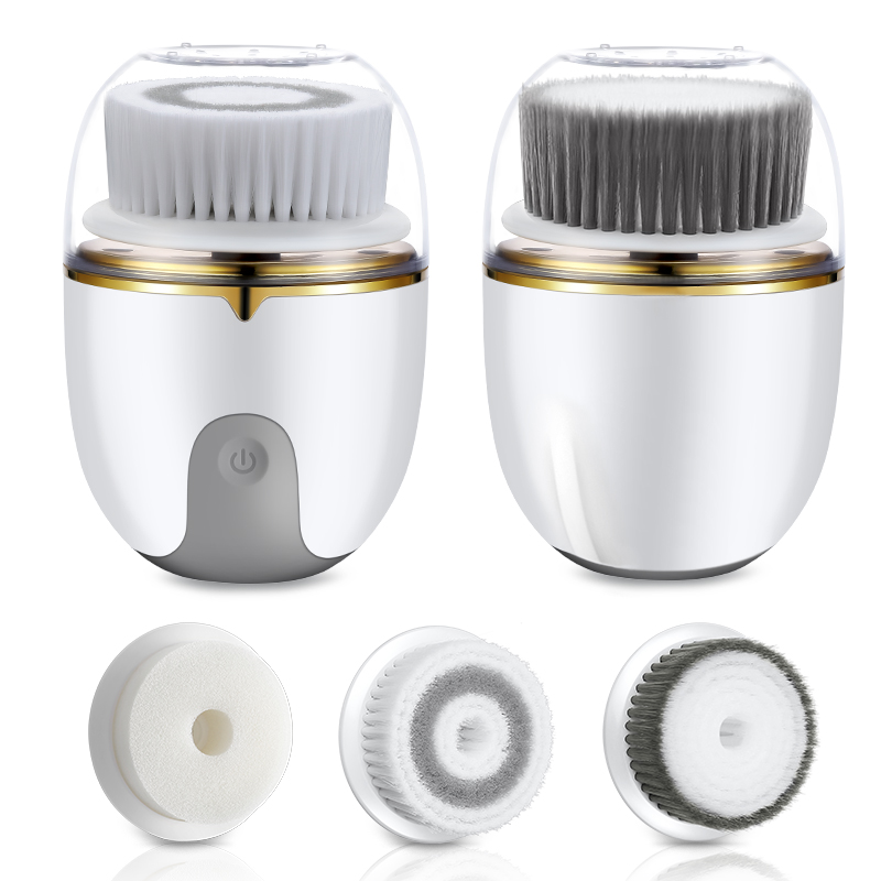 4 in 1 Face Clean Machine Silicone Electric Facial Cleansing Massage Face Exfoliating Brush Facial Cleaning Brush