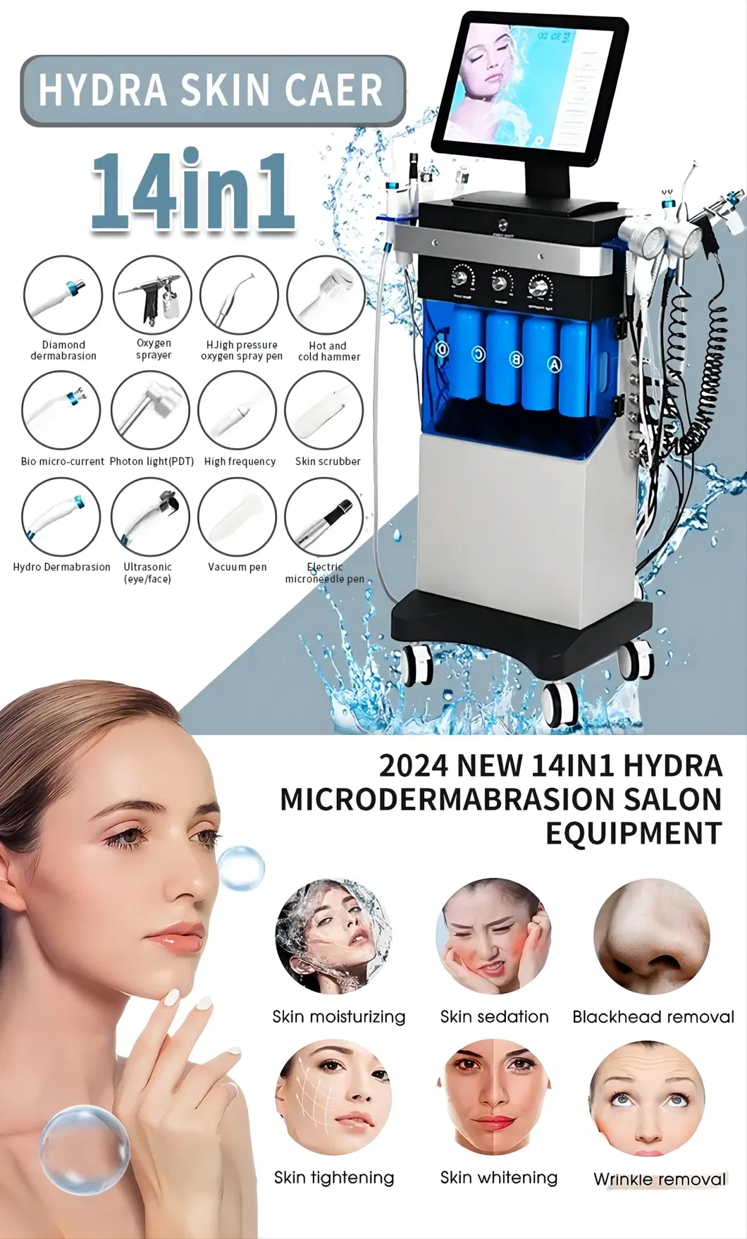 SPA Hydra Care Microdermabrasion Aqua Peel Cleaning 14 In1 Beauty Facial Machine