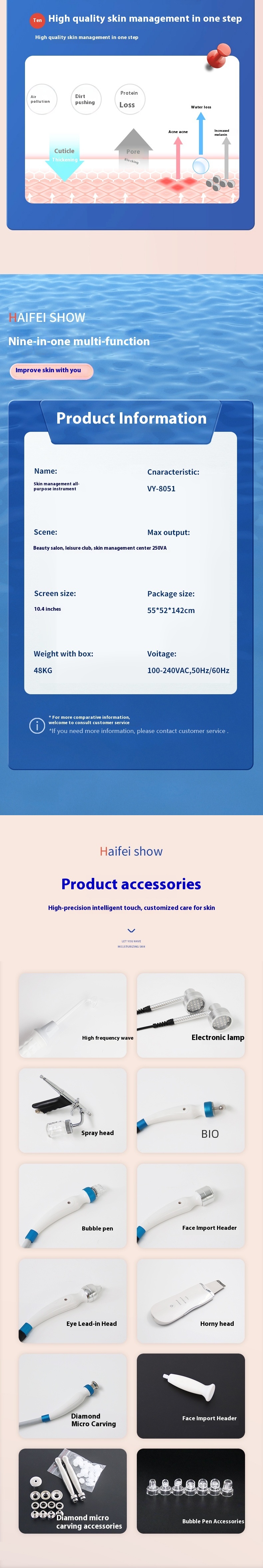 14-in-1 Oxigen Facial Machine Multifunctional Beauty Equipment Large Small Bubble Hydrogen Jet Peel Facial Machine