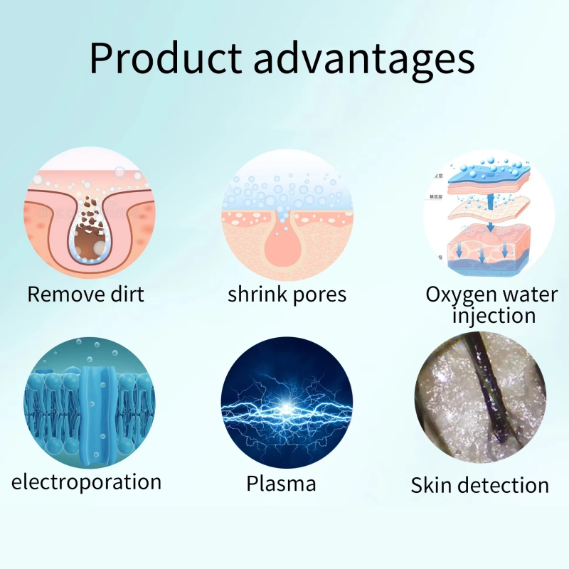 8 In 1 Microdermabrasion Oxygen Facial Skin Care Deep Cleansing With Skin Analyzer Facial Machine With Skin Detection System