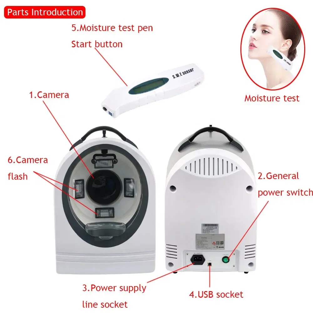 Facial Scanner Skin Test Analyzer Skin Analyzer Camera 3D Mni Digital Skin Analyzer Visia Skin Analysis Machine for Sale