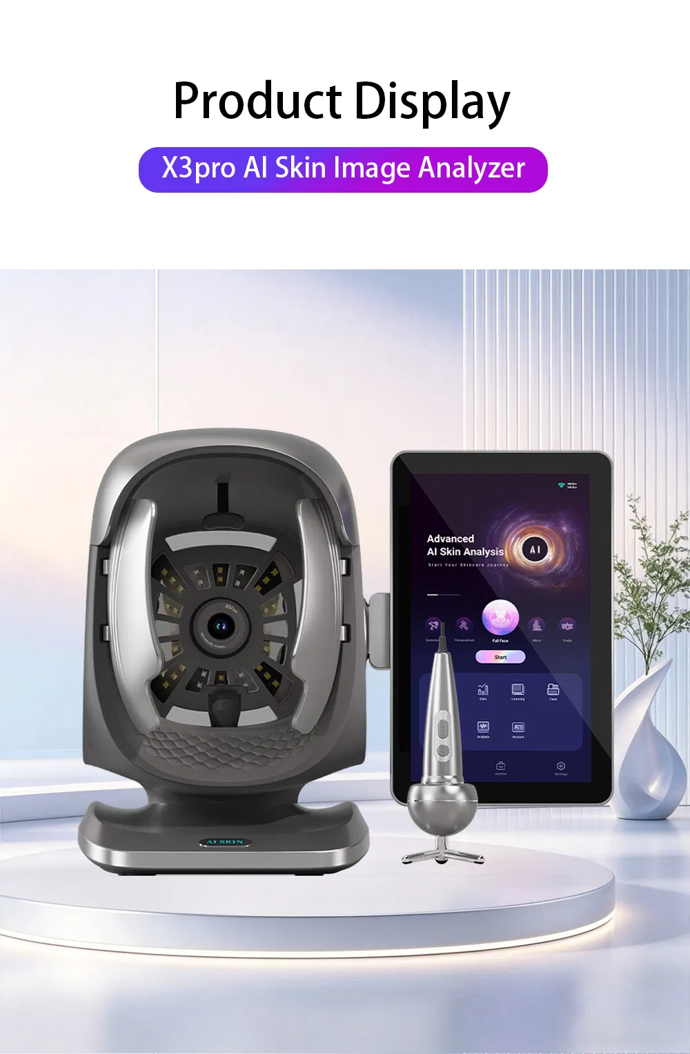 Ai Magic 3D Mirror Facial Scanner Analizador De Piel Acne Skin Analysis Full Face Scanner Testing Skin Analyzer Machine