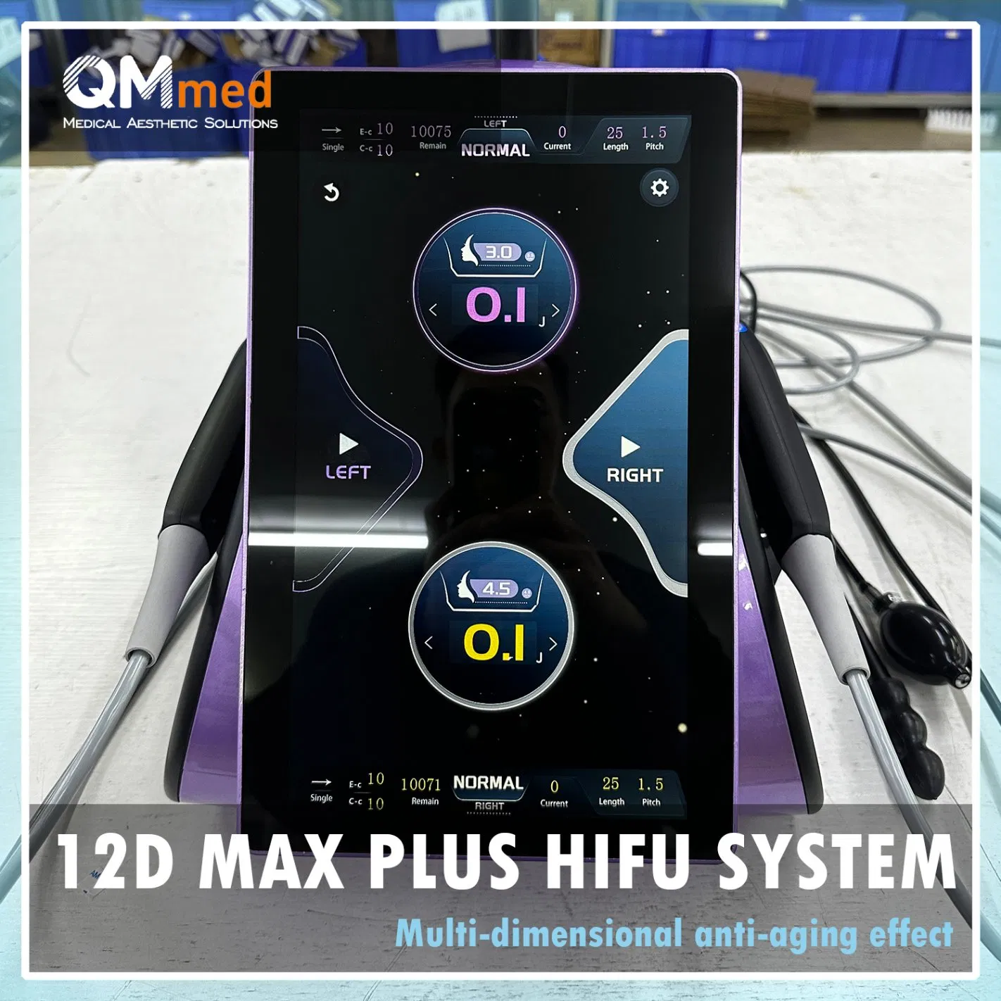 12D Max Plus Hifu Skin Rejuvenation High Intensity Focused Ultrasound Facial Anti Aging Multifunctional Hifu Machine with Dual Handle Collaborative Work and MP