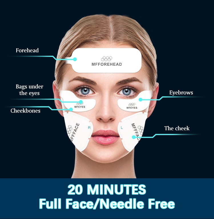 Microcurrent Facial Lifting Skin Tightening Anti Aging Wrinkle Removal Replacement Pads Machine for Electric EMS RF Face Lift Beauty Cheek Forehead Eye Bag Chin