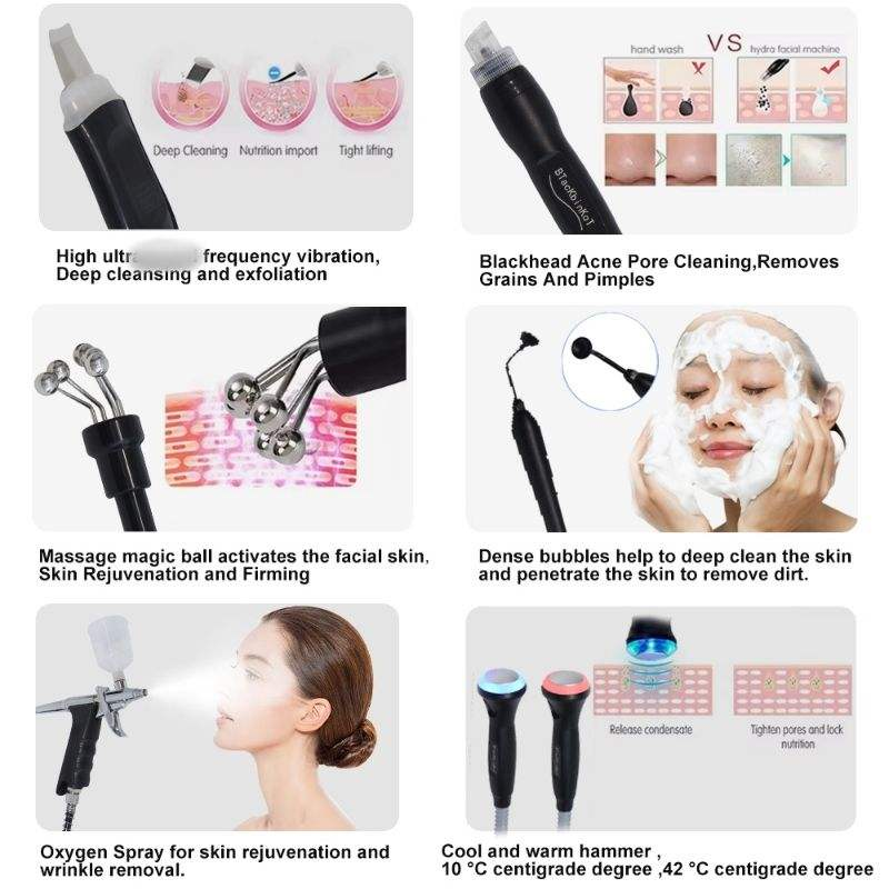 Newest Portable 10 in 1 H2O2 Aqua Peeling Lift Skin Bubble Moisturizer Oxygen Hydro Facial Machine Skin Care Cleansing
