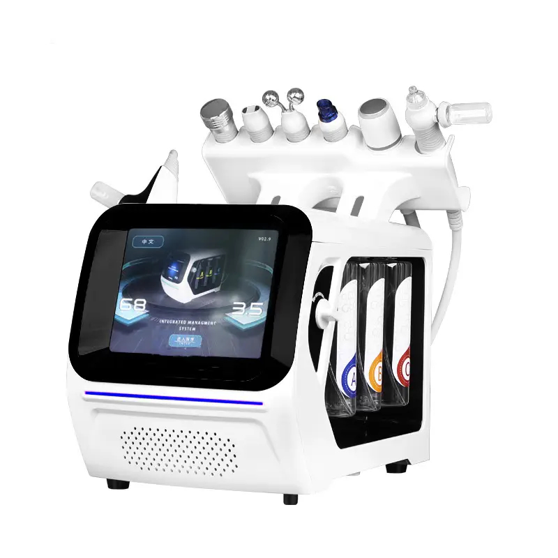 7 In1 Skin Beauty Equipment Water Oxygen Jet Peel Facial Aqua with EMS Meso Gun Hydro Hydra Hydrogen-Oxygen Bubble Heating Machine Hydrodermabrasion Jet SPA