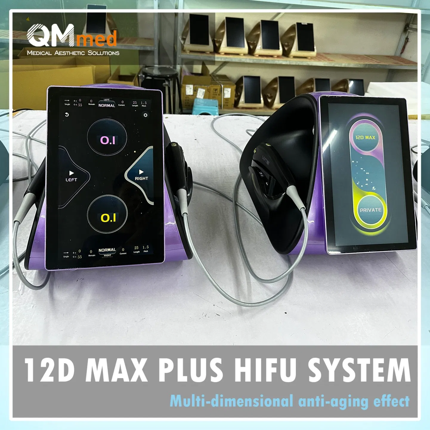 12D Max Plus Hifu Skin Rejuvenation High Intensity Focused Ultrasound Facial Anti Aging Multifunctional Hifu Machine with Dual Handle Collaborative Work and MP