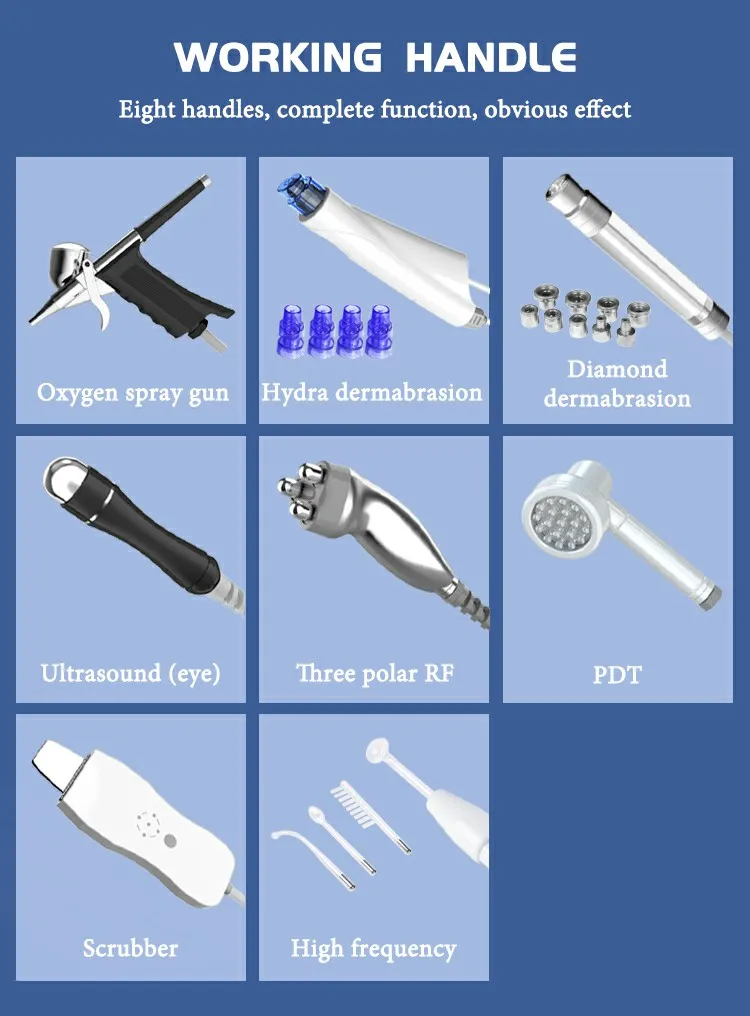 Multi-Functional RF Facial Beauty Instrument Diamond Dermabrasion Skin Whitening Deep Cleaning Salon Machine