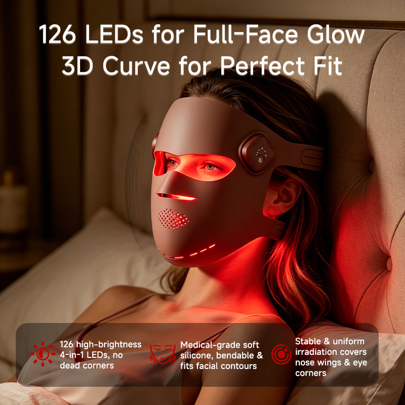EYCO Rechargeable Wireless Flexible Face Skin Treatment Infra Led Photon Silicone Facial Beauty Device Red Light Therapy Mask