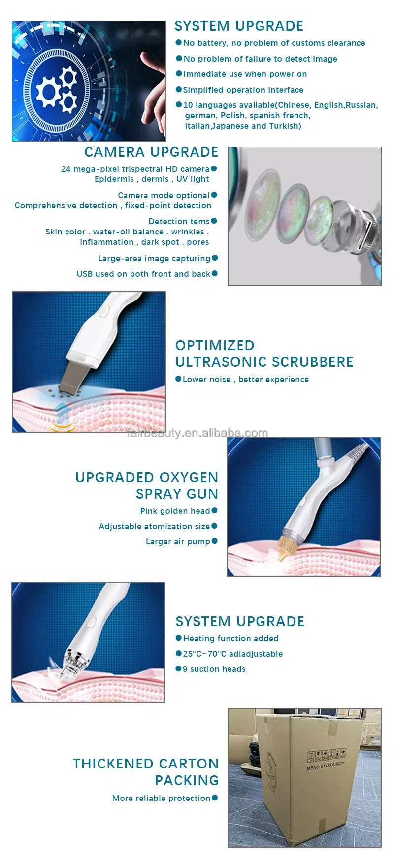 Professional Beauty Oxygen Jet Microdermabrasion Oxygen Facial Skin Tightening Machine