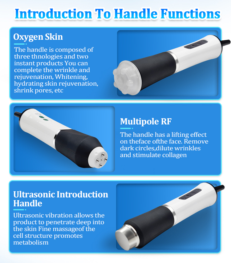3 in 1 Oxygen Facial Machine Ultrasound RF CO2 Bubble Oxygenation3 in 1 Oxygen Jet Facial Machine