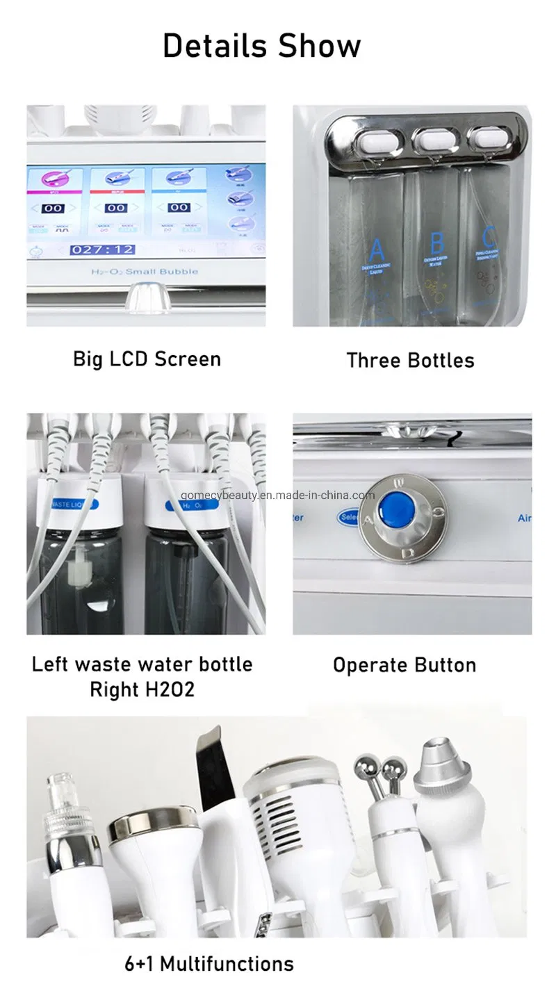 7 in 1 Jet Peel Oxygen Jet System 6-Polar RF Aqua Peel Hydra Dermabrasion Oxygen Facial Machine