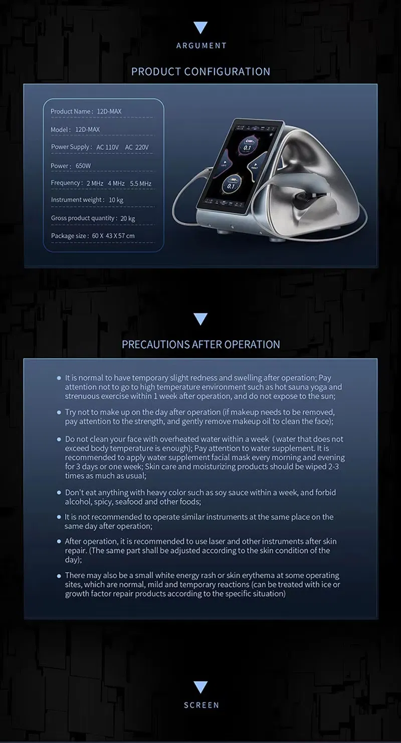 Anti-Aging Skin Care Machine 12D Hifu Facial and Body Slimming Wrinkle Removal and Skin Tightening