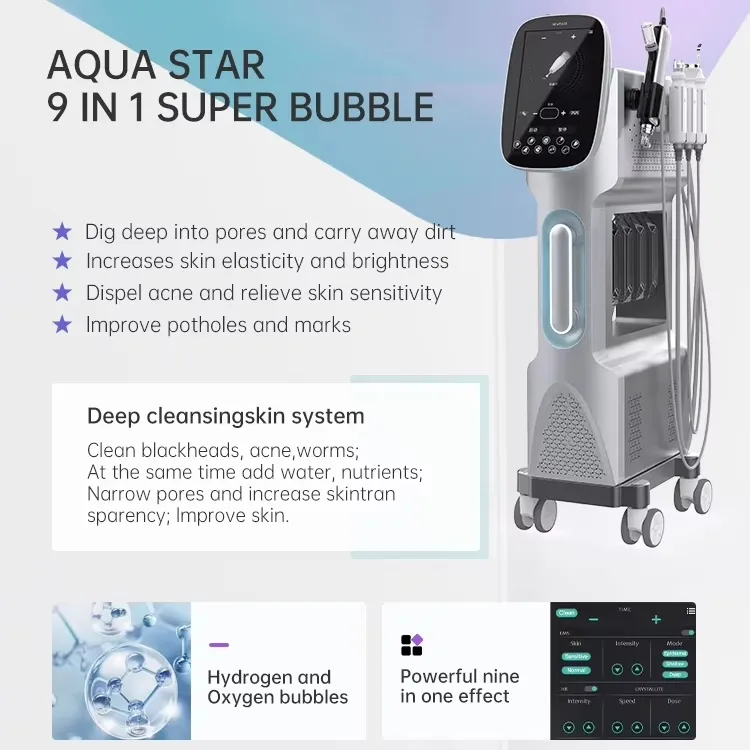 Multi-Functional Skin Management Korean Hydro Oxygen Facial SPA Equipment Oxygen Bubble Microdermabrasion Facial Machine
