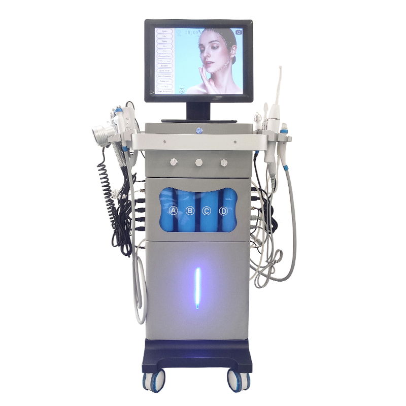 Salon 15in1 Hydro Microdermabrasion Oxygen Facial Machine Skin Tightening Oxygen Skin Care Cleaning Whitening with Skin Analyzer